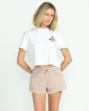 Volcom 1991 Stoned Denim Shorts - White