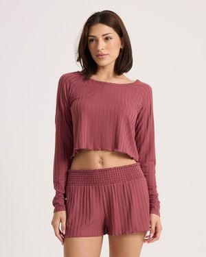 Volcom Sun Lounge Pull Over Long Sleeve Top - Red