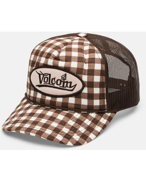 Volcom Stone Plaid Trucker Hat - White