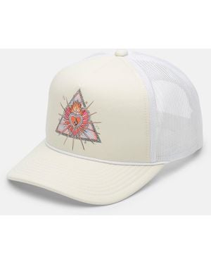Volcom Stone Plaid Trucker Hat - White