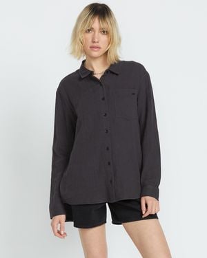 Volcom Lil Button Up Long Sleeve Shirt - Blue