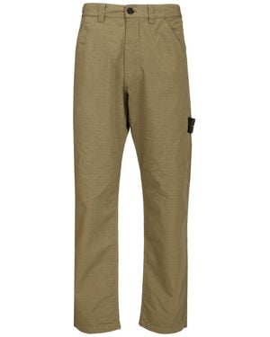 Stone Island Organic Cotton Ripstop Chino Pants Green