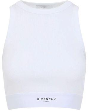 Givenchy Cropped Tank Top In Cotton With Band - White