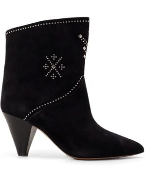 Isabel Marant Loline Suede Ankle Boots With Micro Studs - Black