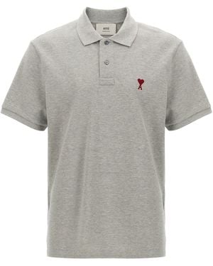 Ami Paris Ami De Coeur Polo Grigio-Uomo