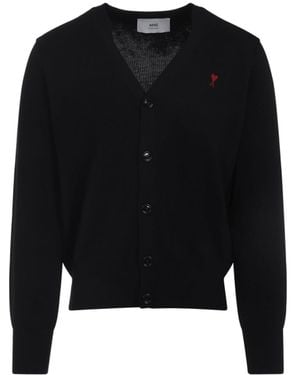 Ami Paris Cardigan Nero-Uomo