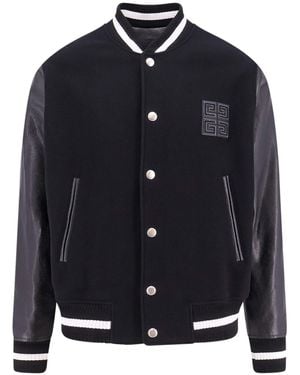 Givenchy Varsity Wool Blend Bomber With Leather Sleeves-Uomo - Blu