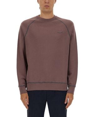 Paul Smith Sweatshirt With Embroidery Ps Happy - Purple