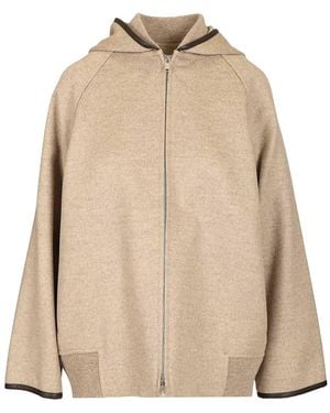 Bottega Veneta Hooded Jacket Knitwear-Donna - Neutro