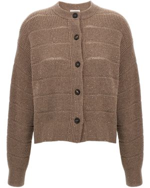 Brunello Cucinelli Rustic Dazzling Net Maglioni Marrone-Donna
