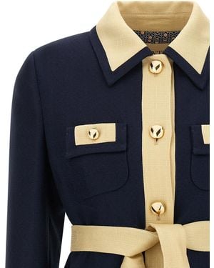 Valentino Garavani Belted Caban Puffer Jackets - Blue