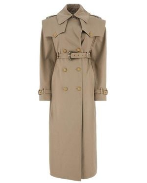Balmain Maxi Cotton Trench Coat - Natural