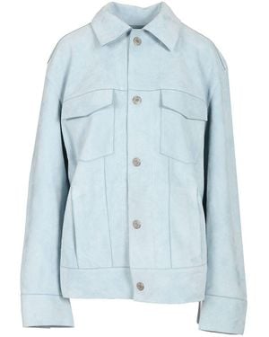 Ami Paris Suede Jacket Shirts Light - Blue