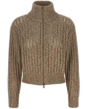 Brunello Cucinelli Rustic Dazzling Net Maglioni-Donna - Marrone