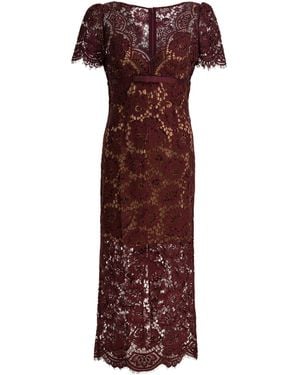 Self-Portrait Floral Lace Midi Dress Dresses Bordeaux - Purple