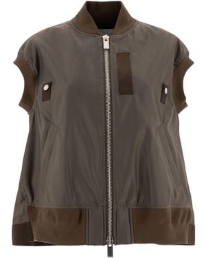 Sacai Nylon Twill Vest Jacket Jackets Green - Brown