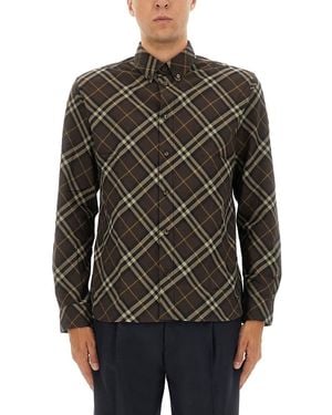 Burberry Cotton Flannel Check Shirt - Black
