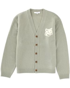 Maison Kitsuné "fox Head" Cardigan - Green
