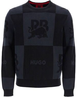 HUGO Maglia Uomo Cotone Manica Lunga Collo Rotondo Loose Fit-Uomo - Blu