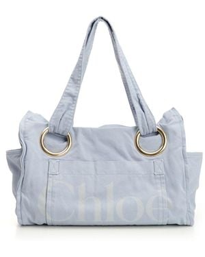 Chloé Chloé Plage Tote Bag Shoulder Bags Light - Blue