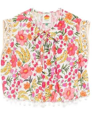 FARM Rio Floral Pom-Pom Top - Pink