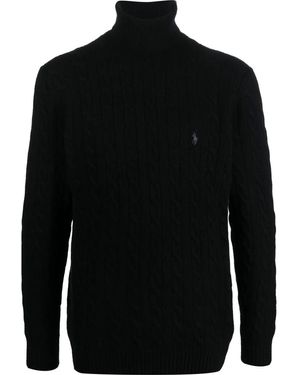 Polo Ralph Lauren Cable Knit High-Neck Sweater - Black