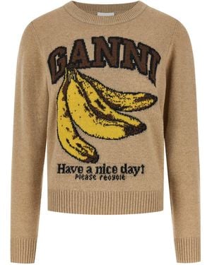 Ganni Banane Sweaters And Cardigans - Metallic