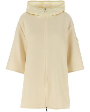 Moncler Two-Material Hood Mantelle Bianco-Donna - Neutro