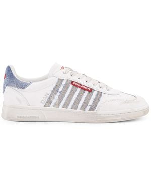 DSquared² Low-top Leather Trainers With Denim Profiles - White