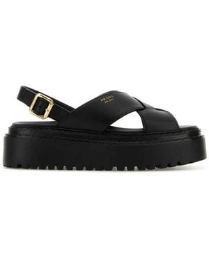 Prada Leather Sandals - Black