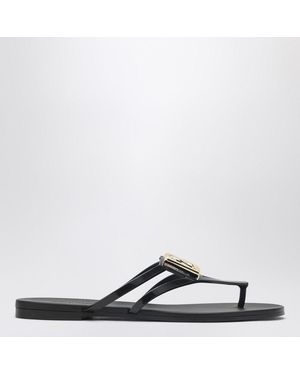Dolce & Gabbana Dg Thong Sandals In Black/gold