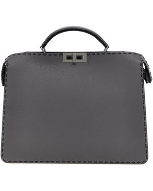 Fendi Peekaboo Iseeu Medium Selleria Borse A Mano Grigio-Uomo - Blu