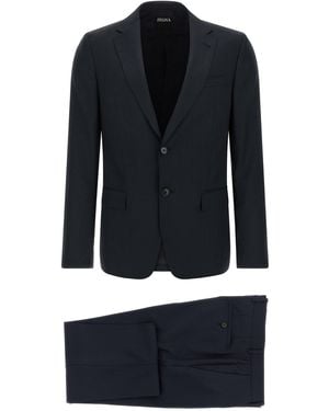 ZEGNA Pinstriped Dress - Blue