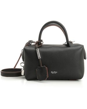 Max Mara Hold All S Square Bauletto Calf Leather Handbag Handbags - Black