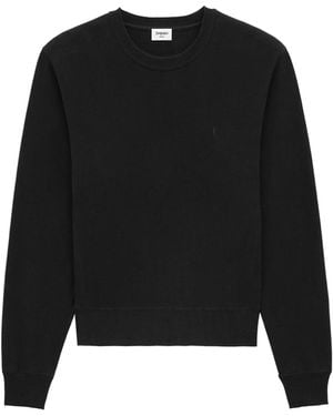 Saint Laurent Certified Cotton Sweatshirt With Cassandre Embroidery - Black