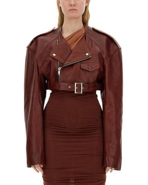 Rick Owens Cropped Biker Jacket Jackets Brown
