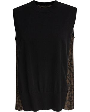 Sacai Leopard Print Top Tops Black
