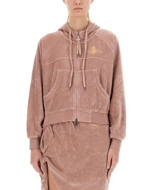 Vivienne Westwood Zipper Hoodie-Donna - Rosa