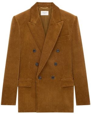 Saint Laurent Corduroy Double-Breasted Jacket - Brown