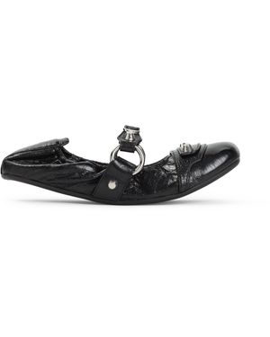 Balenciaga Lamb Leather City Flat Sandals-Donna - Nero