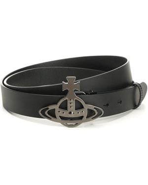 Vivienne Westwood Line Orb Buckle Belt/gunmetal Belts Black