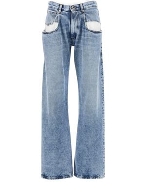 Maison Margiela Cotton Denim Side Cuts Jeans - Blue