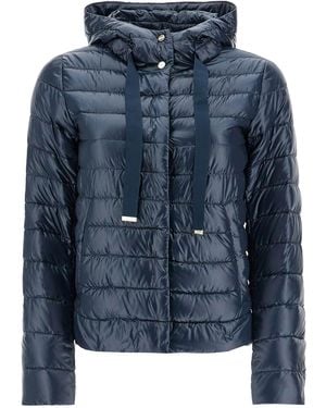 Herno Cropped Down Jacket With Hood - Blue