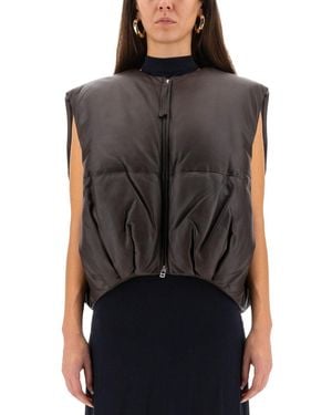 Alysi Leather "puffer" Vest - Black