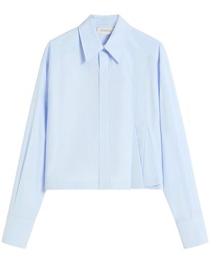 Sportmax Cropped Poplin Shirt With Asymmetrical Pleats - Blue