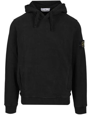 Stone Island Organic Cotton Hoodie Sweatshirts - Black