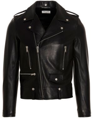 Saint Laurent Leather Biker Jacket - Black