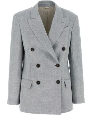 Brunello Cucinelli Blazer Sparkling Blazer And Suits Celeste-Donna - Grigio