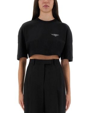 Givenchy Cropped T-Shirt With Logo Print - Black
