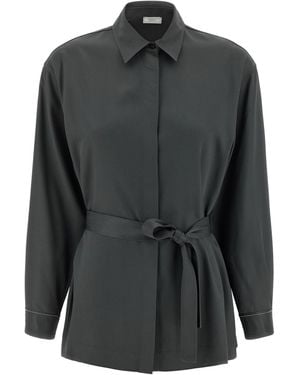 Peserico Twill Shirt Shirt And Blouse - Black
